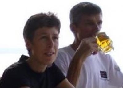 Cheryl Hyslop  and Mike Burgener Cycling on the  tour with redspokes